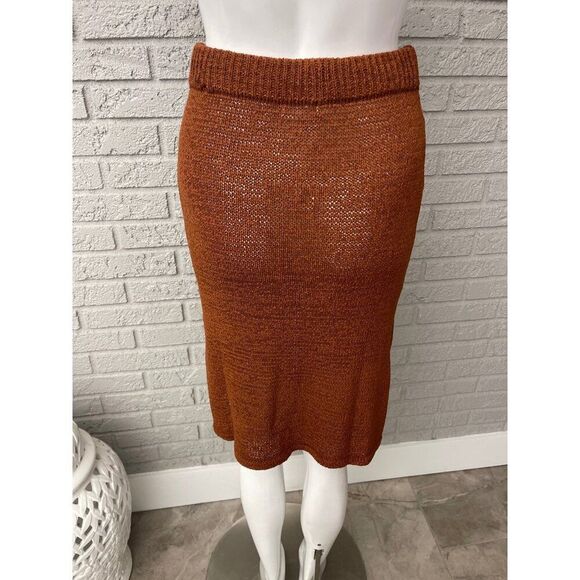 Bluivy Women Brown Asymmetric Hem Knit Drawstring Waist 2 Pcs Skirt Set Size S N - Picture 10 of 11